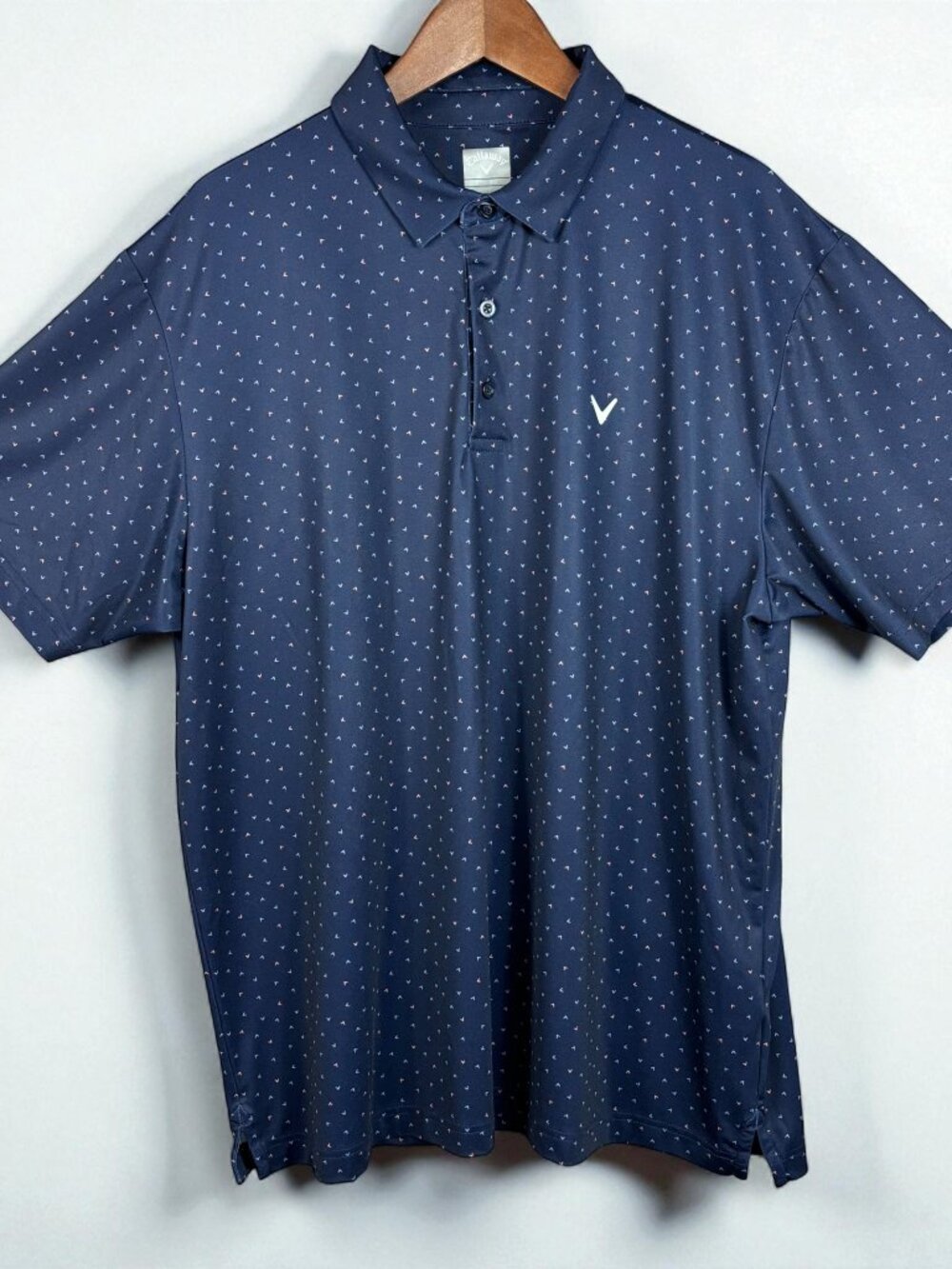Callaway Men’s XL Opti-Dri Golf Polo Navy Blue All Over Print